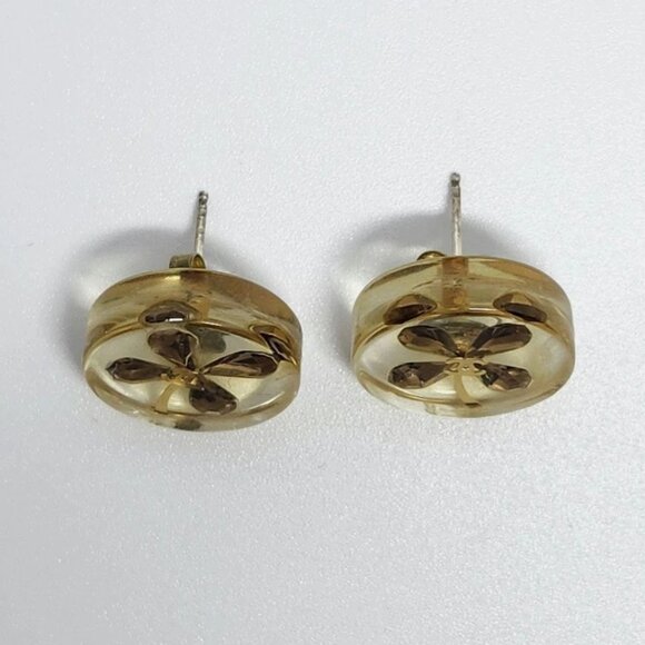 Chanel Earrings CC Logo Clover Clear Crystal Four Leaf Authentic - Picture 2 of 4